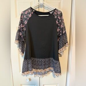 Handmade floral and leopard print top